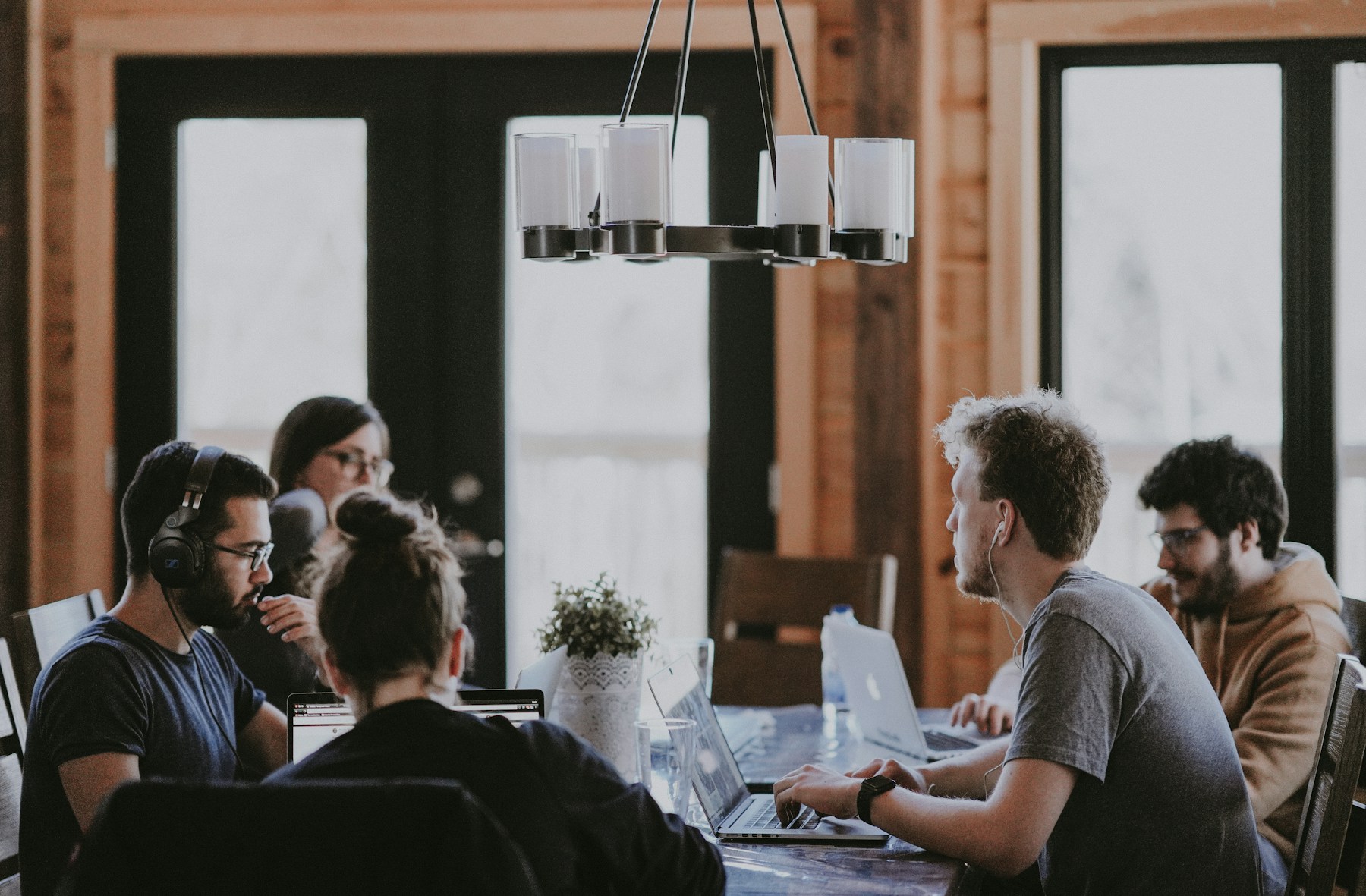 A diverse professional team collaborating at work